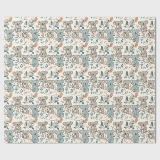 Koalas in Bloom Nursery Cadeaupapier (Vlak)