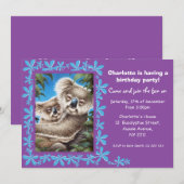 Koalas Kids Birthday Party Invitation Kaart (Voorkant / Achterkant)