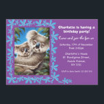 Koalas Kids Birthday Party Invitation Kaart<br><div class="desc">Deze schattige koala's met een bladdesign als grens,  maken een charmante vormgeving voor een uitnodiging voor een verjaardagsfeestje voor kinderen!</div>