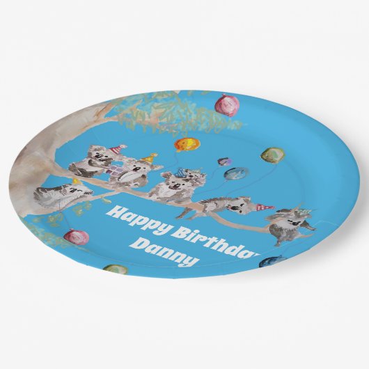 Koalas koala Birthday Party Blue Paper Party Bord (Gekanteld)