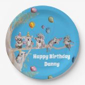 Koalas koala Birthday Party Blue Paper Party Bord (Voorkant)