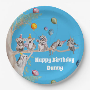 Koalas koala Birthday Party Blue Paper Party Bord