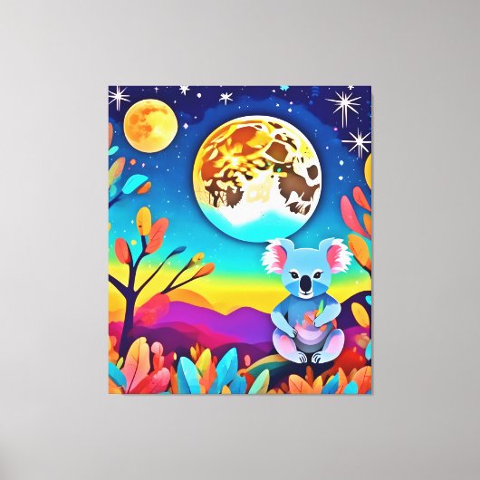 Koala's maanverlichte nacht canvas afdruk (Voorkant)