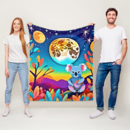 Koala's maanverlichte nacht fleece deken