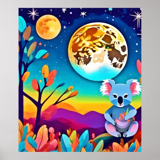 Koala's maanverlichte nacht poster (Voorkant)