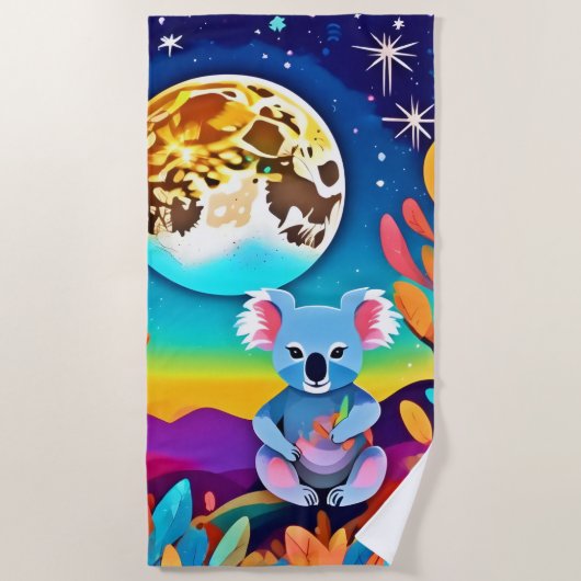 Koala's maanverlichte nacht strandlaken (Voorkant)