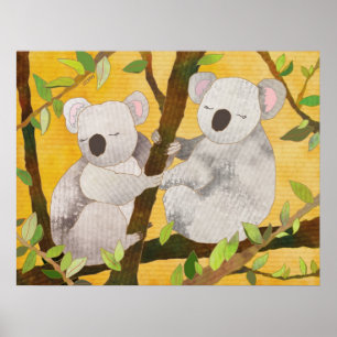 Koala's op boomtakken poster