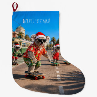 Koala's op een skateboard met Kerstmis aanpassen Grote Kerstsok