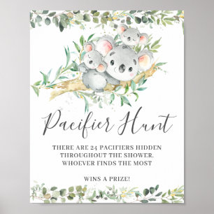 Koalas Twins Fopspeen Hunt Baby shower Spel Poster
