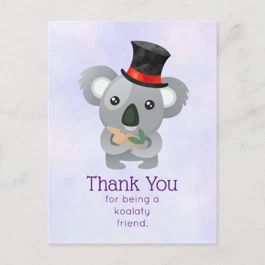 Koalaty Friend Pun Cute Koala in Top Hat Briefkaart (Voorkant)