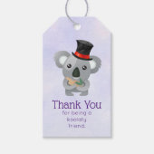 Koalaty Friend Pun Cute Koala in top Hat Dank je Cadeaulabel (Voorkant)