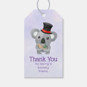 Koalaty Friend Pun Cute Koala in top Hat Dank je Cadeaulabel