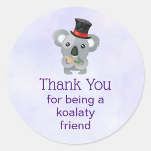 Koalaty Friend Pun Cute Koala in Top Hat Ronde Sticker