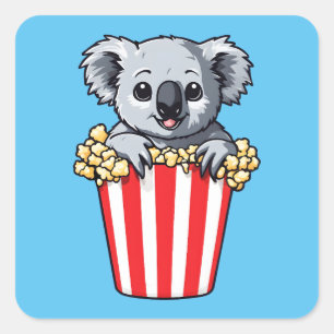 Koalaty Popcorn Vierkante Sticker
