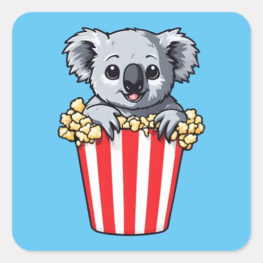 Koalaty Popcorn Vierkante Sticker (Voorkant)