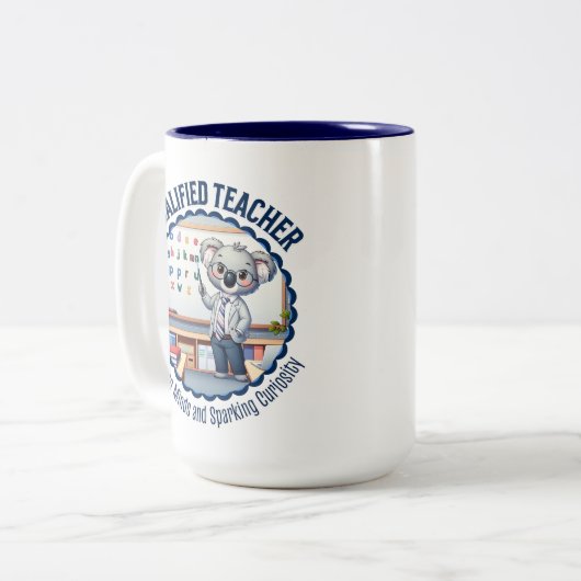 Koalified Docent Schattige Koala Theme Educator Gi Tweekleurige Koffiemok (Voorkant links)