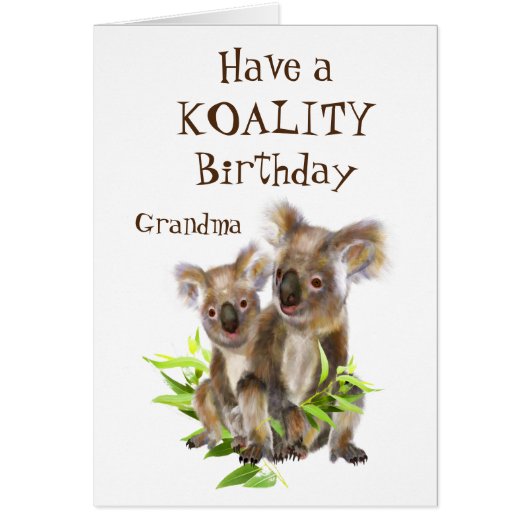 Koality Birthday Grandma Fun Animal Koala Beer (Voorkant)