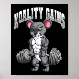 Koality Gains Fitness Gym Koala Bodybuilding Poster