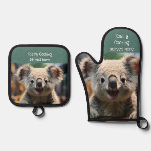 Koality Koken geserveerd hier Fun Kitchen Ovenwant & Pannenlap Set (Voorkant)