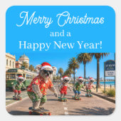 Koa's Skaten Kerstmis Vierkante Sticker (Voorkant)