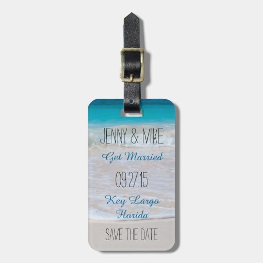 Koastal Vows Destination Wedding Save the Date Bagagelabel (Voorkant verticaal)