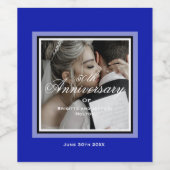 Kobalt blauw bruiloft 50e verjaardag wijn etiket (Enkel label)