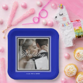 Kobalt blauw bruiloft, aanpasbaar papieren bordje (Feest)