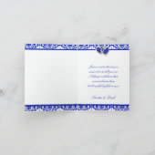 Kobalt Blauw Damask Bedankt Opmerking Kaart (Binnen)