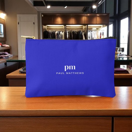 Kobalt Blauw Eenvoudig Minimalistisch Monogram en  Etui