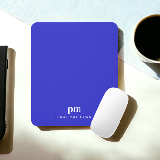 Kobalt Blauw Eenvoudige Minimalist met Monogram Na Muismat