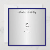 Kobalt Blauw en Wit 21ste Verjaardagsfeest Kaart (Achterkant)