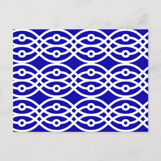 Kobalt blauw en wit briefkaart (Voorkant)