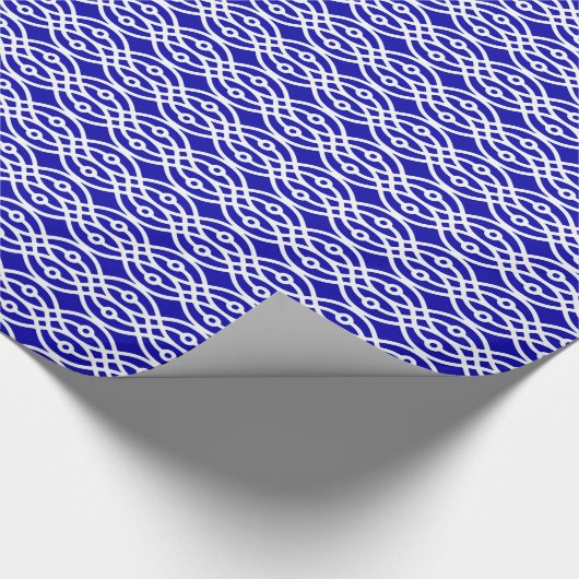 Kobalt blauw en wit cadeaupapier (Hoek)