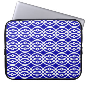Kobalt blauw en wit laptop sleeve