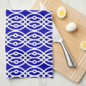 Kobalt blauw en wit theedoek (Quarter Fold)