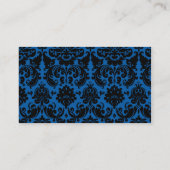 Kobalt Blauw en Zwart Damast Place Cards Plaatskaartje (Achterkant)