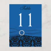 Kobalt Blauw en Zwart Damast Tafelnummer (Voorkant)