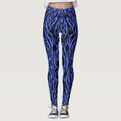 Kobalt blauw en zwart zebra print leggings (Voorkant)