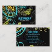 Kobalt Blauw & Geel Abstract Swirls-Sjabloon Visitekaartje (Voorkant / Achterkant)