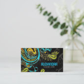 Kobalt Blauw & Geel Abstract Swirls-Sjabloon Visitekaartje (Staand voorkant)