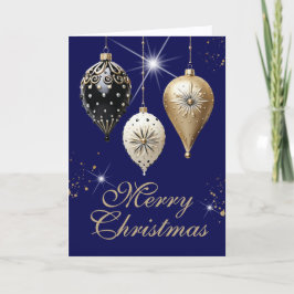 Kobalt Blauw Goud Wit  Ornamenten Kerst Feestdagen Kaart