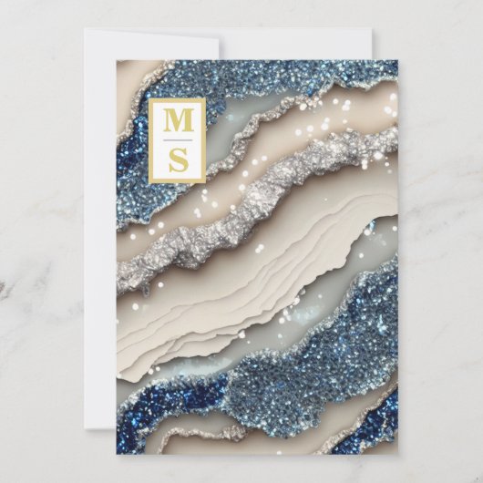 *~ Kobalt Blauw Ivoor Agaat QR AR66 RSVP Bruiloft Kaart (Voorkant)