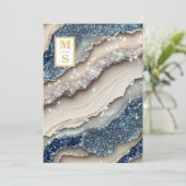 *~ Kobalt Blauw Ivoor Agaat QR AR66 RSVP Bruiloft Kaart (Staand voorkant)