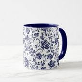 Kobalt Blauw met Rozen Mok (Voorkant rechts)