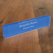 Kobalt Blauw Plain Elegant Modern Minimalist Naambordje (Zijkant)