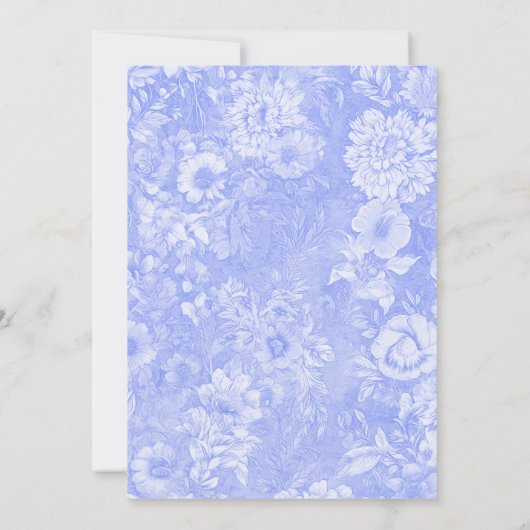 Kobalt Blauw Wit Bloemen Chinoiserie Vrijgezellenf Kaart (Achterkant)