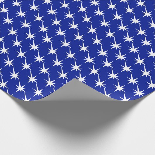 Kobalt blauw wit starburst explosie cadeau cadeaupapier (Hoek)