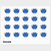 Kobalt blauw witte bloemen hart dank u bruiloft hart sticker (Vel)