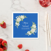 Kobalt Blauw & Witte Rozen Cocktail Servet (Insitu)