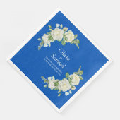 Kobalt Blauw & Witte Rozen Diner Servet (Hoek)